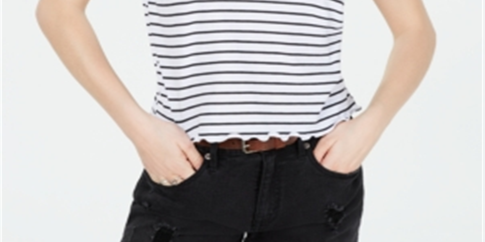 Ultra Flirt Junior's Crisscross V Neck T-Shirt White Size L