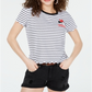 Love Tribe Juniors' Striped Minnie Mouse T-Shirt Black Size XL