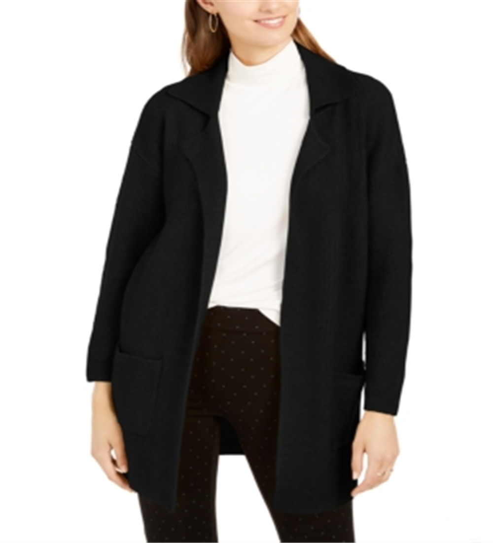 Style & Co Women's Oversized Patch Pocket Cardigan Black Size Petite XL