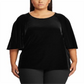 Ralph Lauren Women's Plus Velvet Flutter Sleeve T-Shirt Black Size 3X