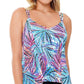 Swim Solutions Women's Printed Princess Seam Tankini Swim Top Blue Size 16