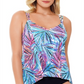 Swim Solutions Women's Printed Princess Seam Tankini Swim Top Blue Size 16