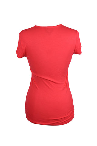 INC Women's Ribbed Short Sleeve T-Shirt Pink Size Medium