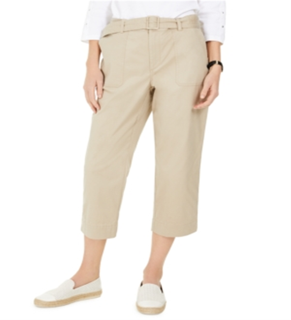 Charter Club Women's Cropped Twill Pants Beige Size 12
