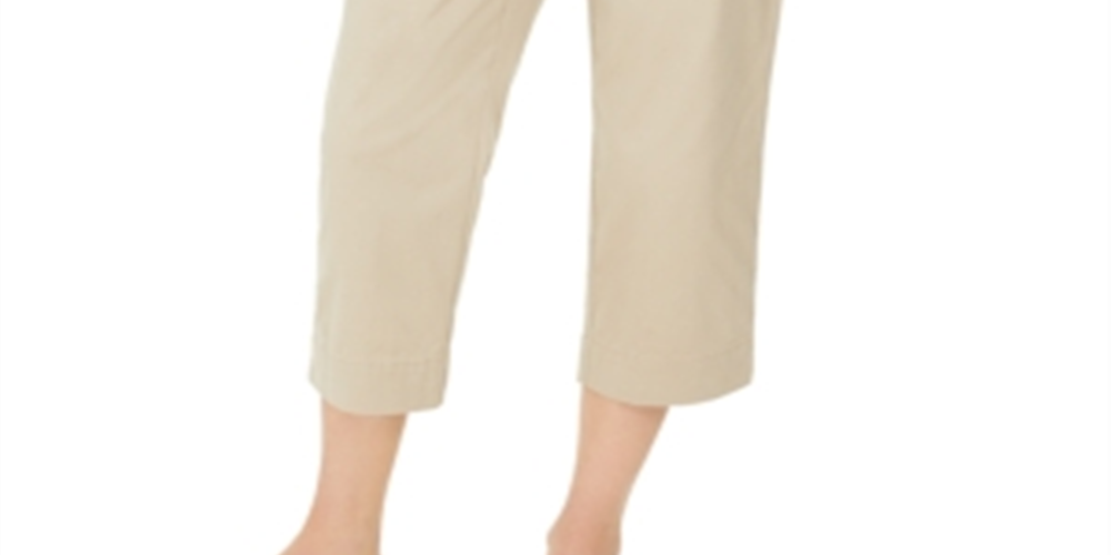 Charter Club Women's Cropped Twill Pants Beige Size 12
