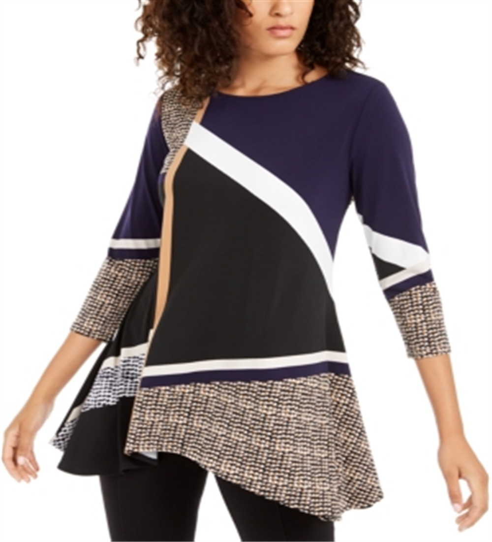 Alfani Women's Printed High Low Tunic Black Size X-Large