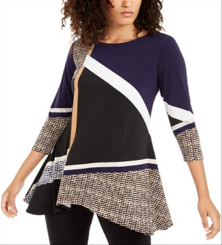 Alfani Women's Printed High Low Tunic Black Size X-Large