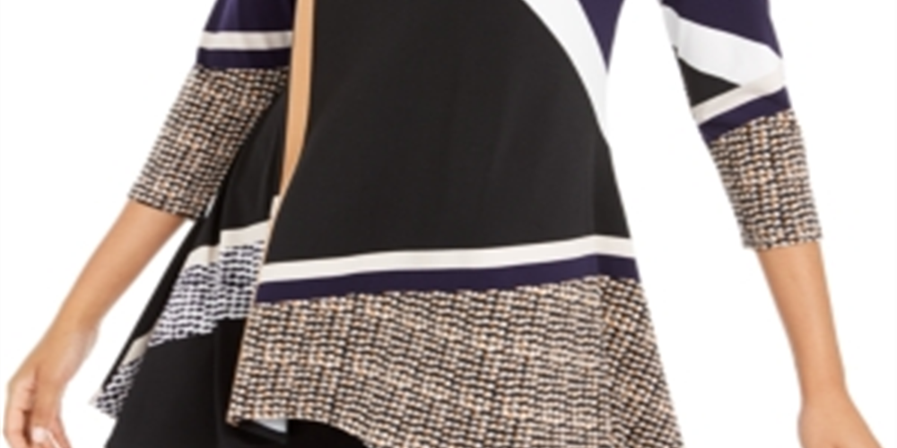 Alfani Women's Printed High Low Tunic Black Size X-Large