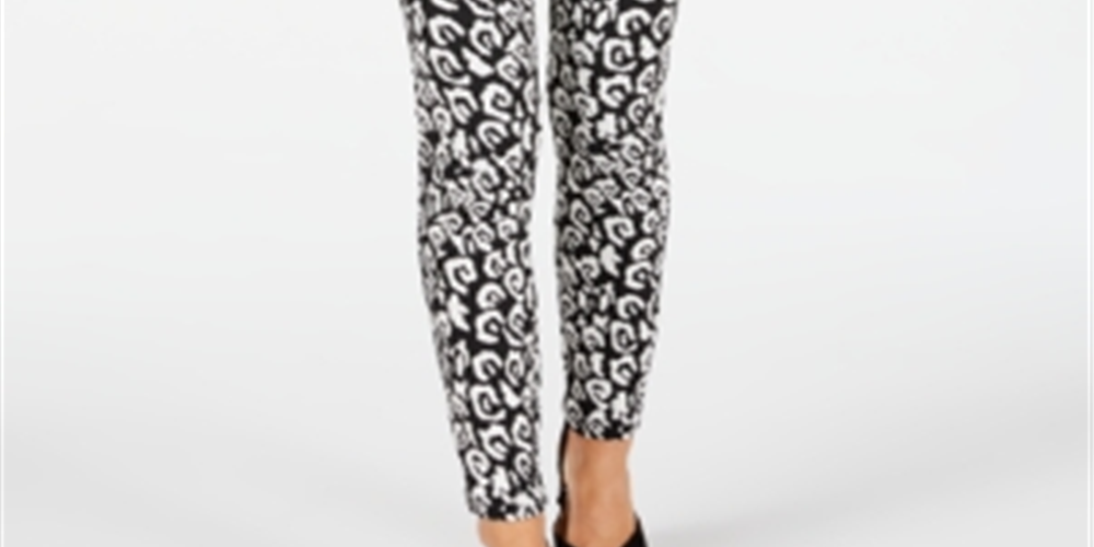 INC International Concepts Women's Leopard Print Skinny Pants Black Size 8