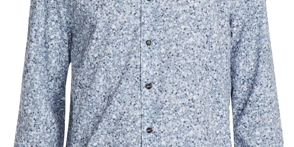 Tallia Men's Sequin Print Performance Button Down Shirt Gray Size Medium