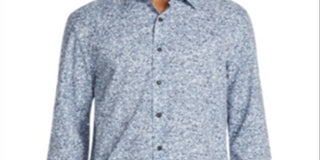 Tallia Men's Sequin Print Performance Button Down Shirt Gray Size Medium