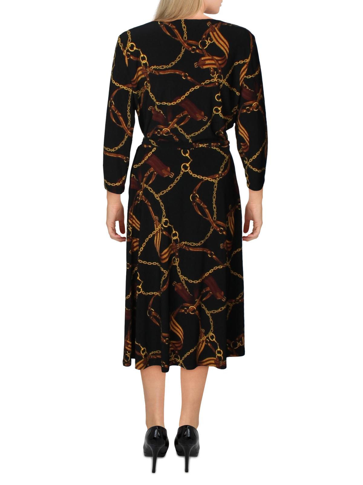 Ralph Lauren Women's Mini Dress Faux Wrap Belted Black Size 14