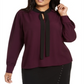 Calvin Klein Women's Plus Tie Neck Top Purple Size 3XL