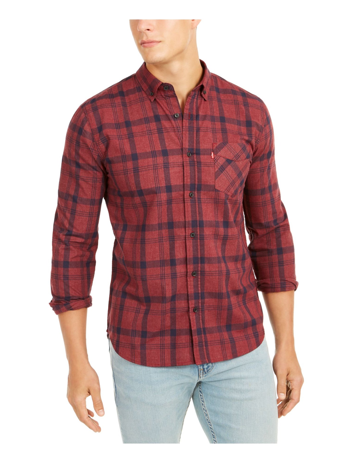 Levi's Men's Reese Plaid Shirt Red Size Small