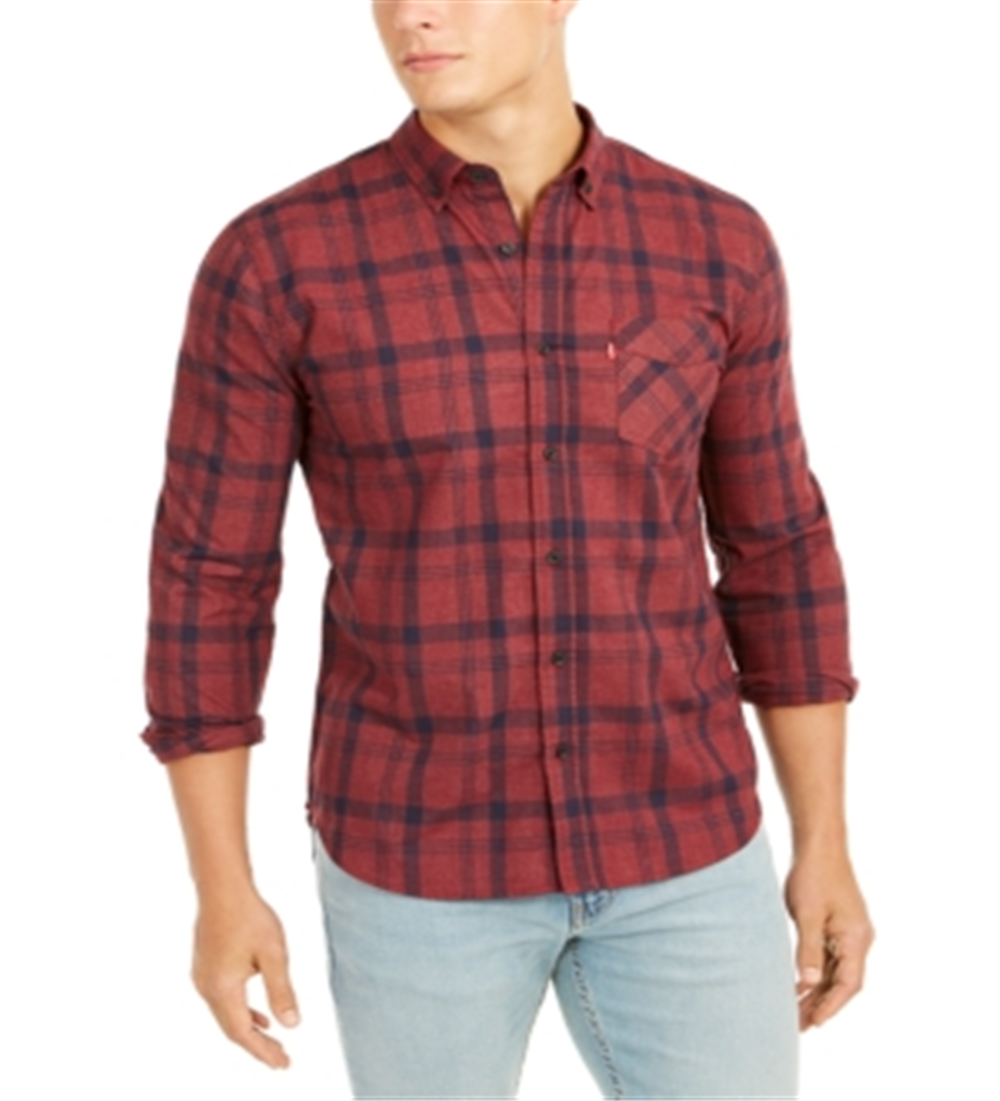 Levi's Men's Reese Plaid Shirt Red Size Small