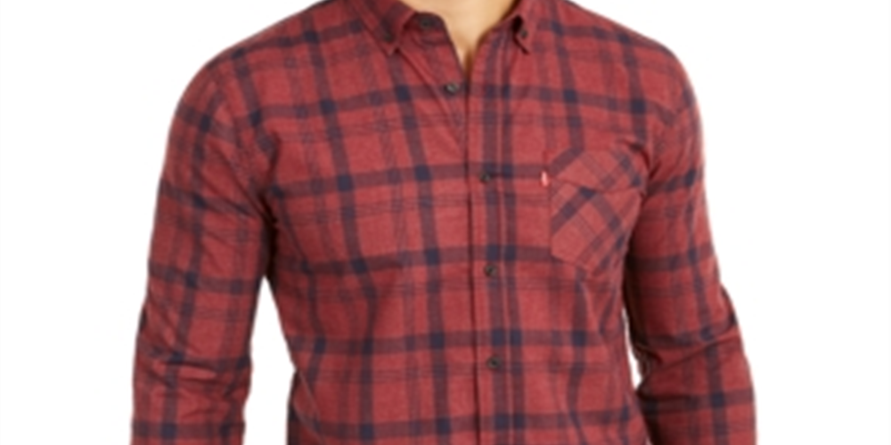 Levi's Men's Reese Plaid Shirt Red Size Small