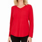 Karen Scott Women's Cotton Cable-Knit Sweater  Red Size Large