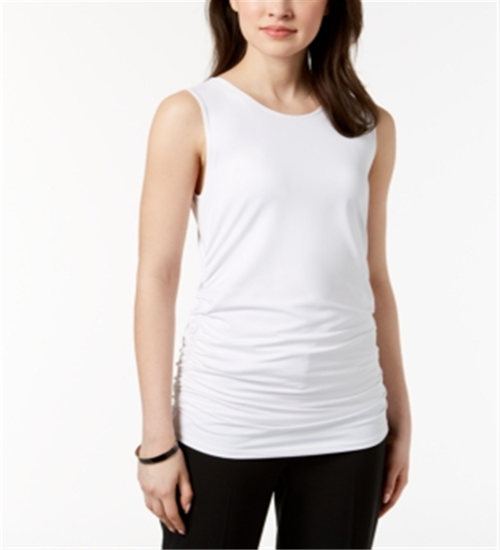 Alfani Womens Sleeveless Jewel Neck Top - White Size M