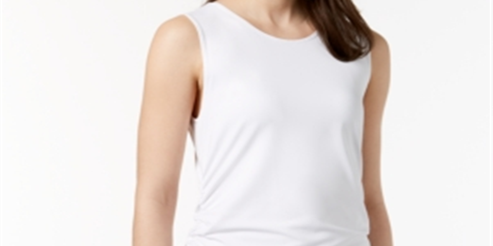 Alfani Womens Sleeveless Jewel Neck Top - White Size M