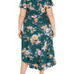 BCX Women's Floral Short Sleeve Tea Length Hi Lo Dress Green Size XX-Large