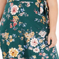 BCX Women's Floral Short Sleeve Tea Length Hi Lo Dress Green Size XX-Large