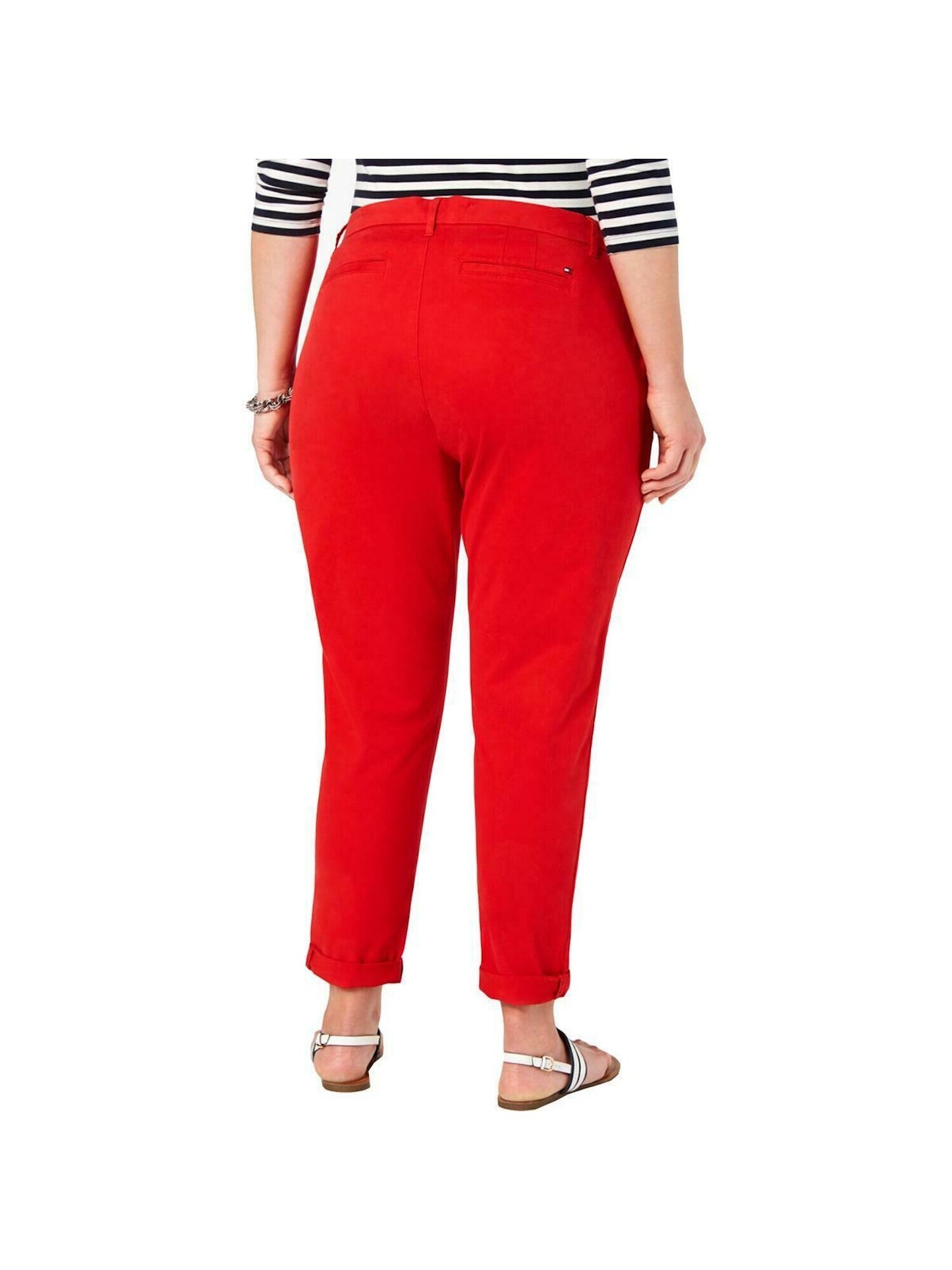 Tommy Hilfiger Women's Plus Slim High Rise Chino Pants Red Size 35