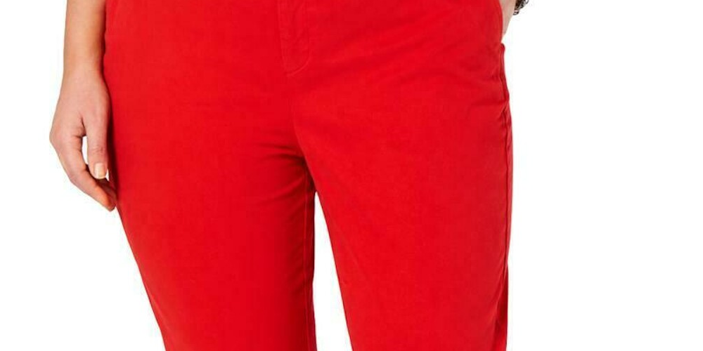 Tommy Hilfiger Women's Plus Slim High Rise Chino Pants Red Size 35