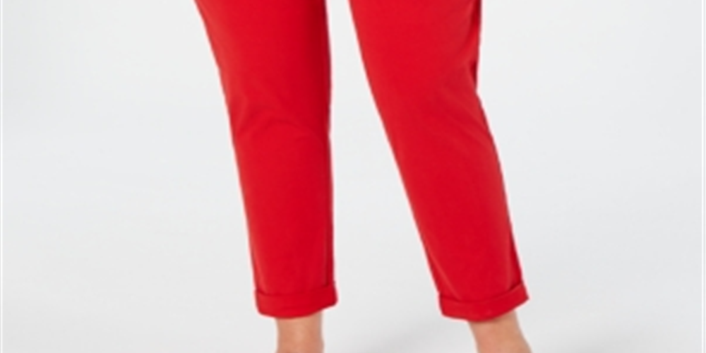 Tommy Hilfiger Women's Plus Slim High Rise Chino Pants Red Size 35