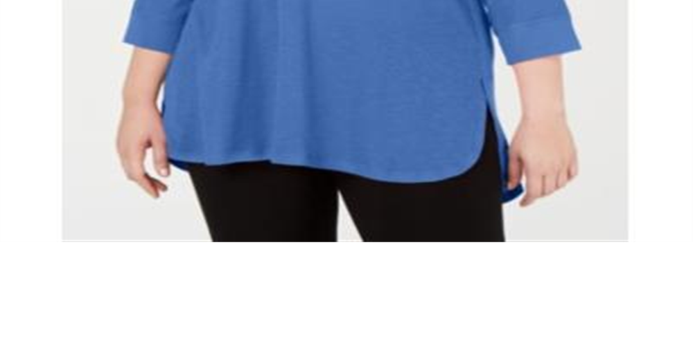 Calvin Klein Women's Cold Shoulder 3/4 Sleeve Jewel Neck Hi Lo Top Blue Size 3X