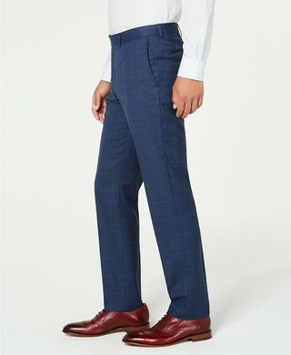 DKNY Men's Modern-Fit Stretch Plaid Suit Separate Pants Blue Size 36X32