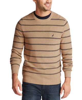 Nautica Men's Navtech Striped Crewneck Sweater Brown Size XXL
