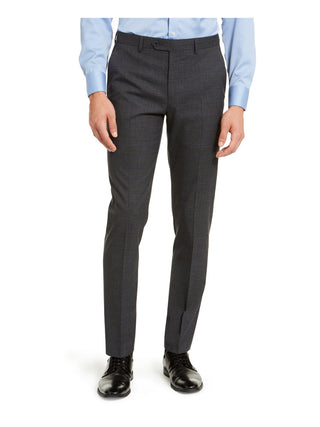 Calvin Klein Men's Window Pane Skinny Fit Dress Pants Black Size 34X30