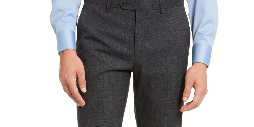 Calvin Klein Men's Window Pane Skinny Fit Dress Pants Black Size 34X30