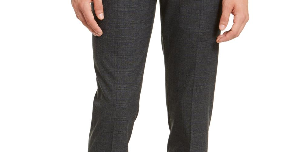Calvin Klein Men's Window Pane Skinny Fit Dress Pants Black Size 34X30