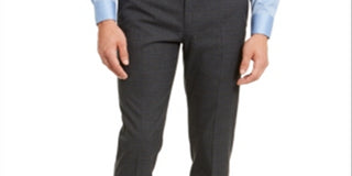 Calvin Klein Men's Window Pane Skinny Fit Dress Pants Black Size 34X30