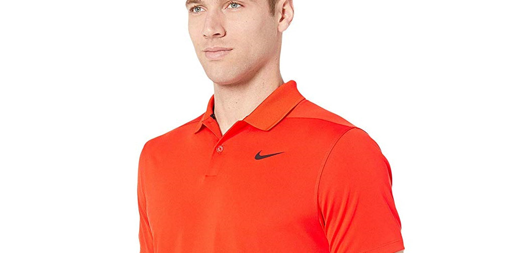 Nike Men's  Solid Collared Polo Shirt Orange Size Small