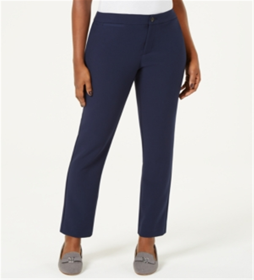 Charter Club Women's Petite Straight-Leg Pants  Blue Size 8 P