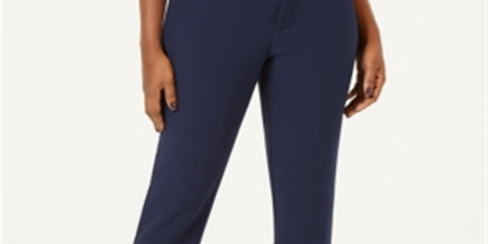 Charter Club Women's Petite Straight-Leg Pants  Blue Size 8 P