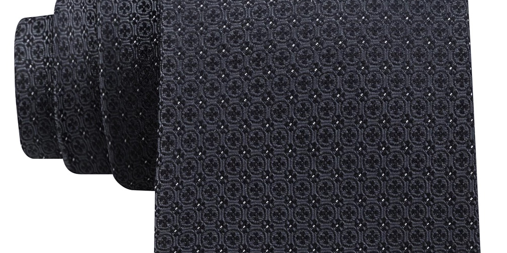 Calvin Klein Men's Filetto Medallion Self-tied Necktie Blue Size Regular