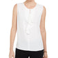 Kasper Women's  Button Sleeveless Bib Neck Top White Size XS