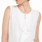 Kasper Women's  Button Sleeveless Bib Neck Top White Size XS