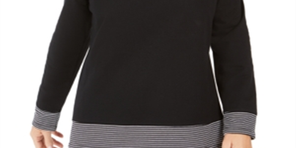 Karen Scott Women's Sport Contrast-Hem Sweatshirt  Black Size Small