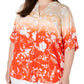 Calvin Klein Women's Plus Floral Casual Button Down Top Red Size 1X