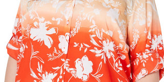 Calvin Klein Women's Plus Floral Casual Button Down Top Red Size 1X
