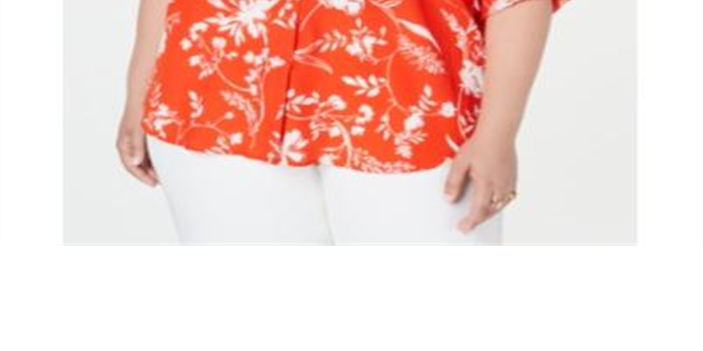 Calvin Klein Women's Plus Floral Casual Button Down Top Red Size 1X