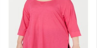 Calvin Klein Women's Cold Shoulder 3/4 Sleeve Square Neck Hi Lo Top Purple Size 3X