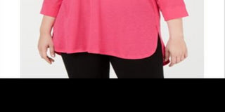 Calvin Klein Women's Cold Shoulder 3/4 Sleeve Square Neck Hi Lo Top Purple Size 3X