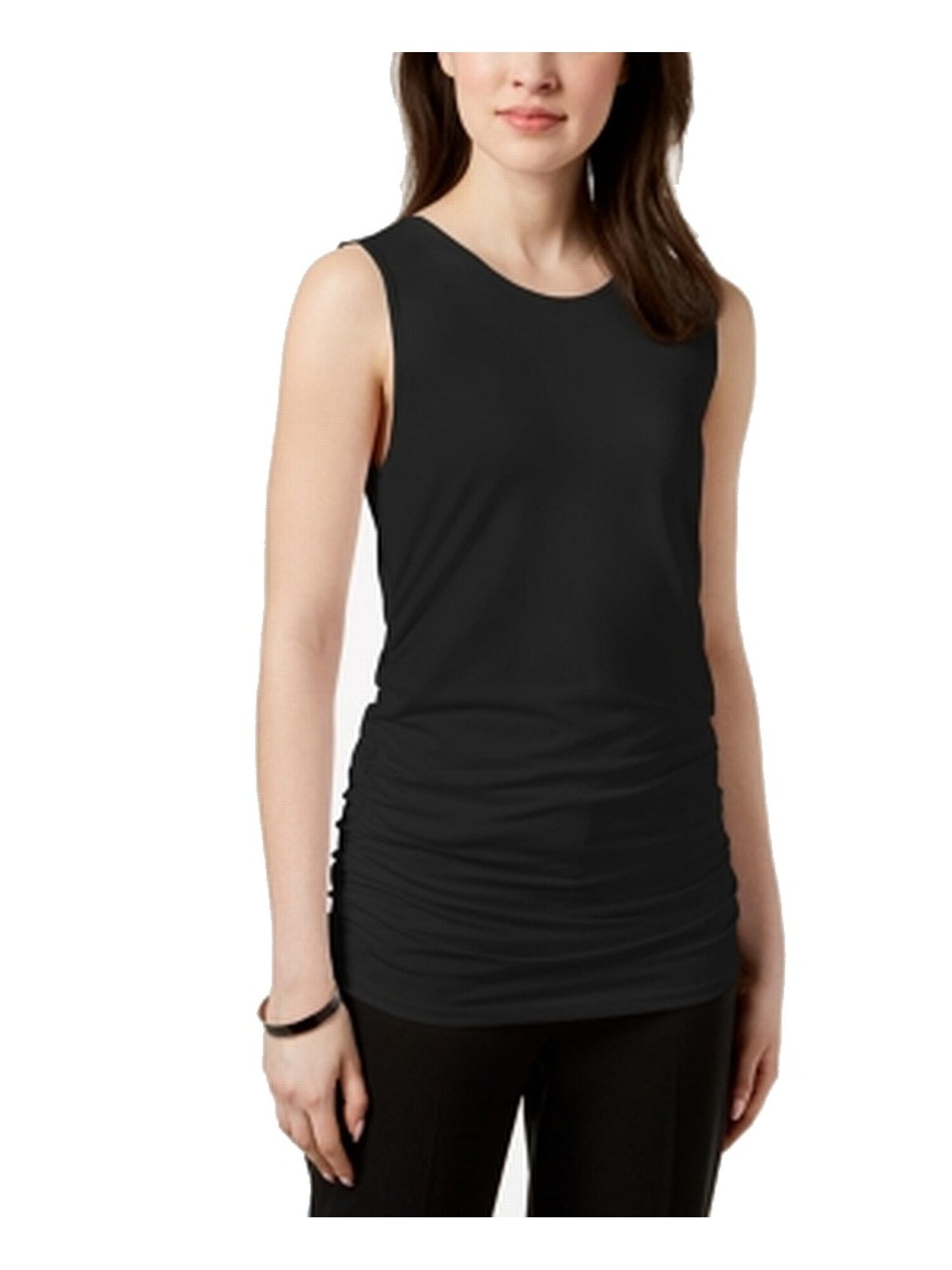 Alfani Women's Knit Top Solid Stretch Black Size Small