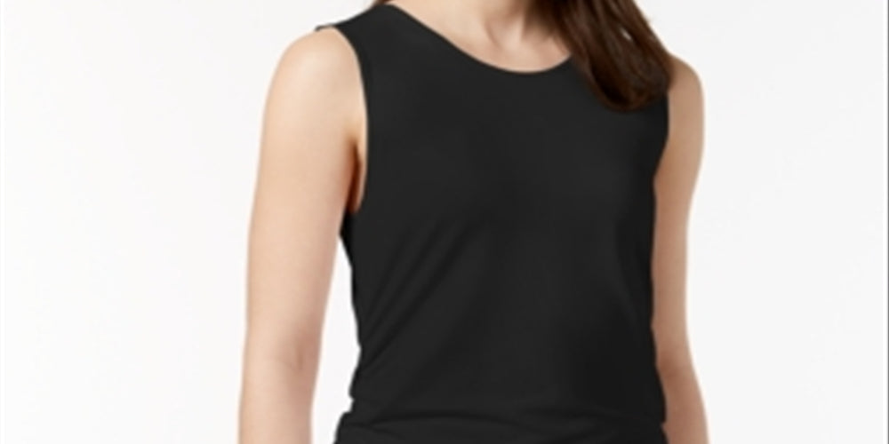 Alfani Women's Knit Top Solid Stretch Black Size Small