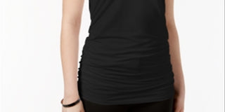Alfani Women's Knit Top Solid Stretch Black Size Small